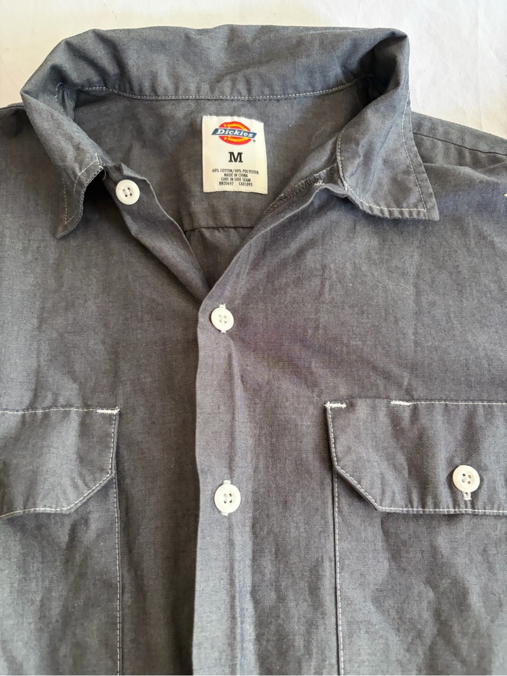 Dickies Gray Short Sleeve Button Up Work Shirt Mens Size Medium Workwear